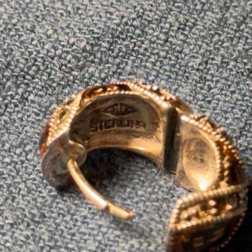 Sterling Silver Judith Jack Marcasite Hoop Cuff Earrings Amber Details View 5